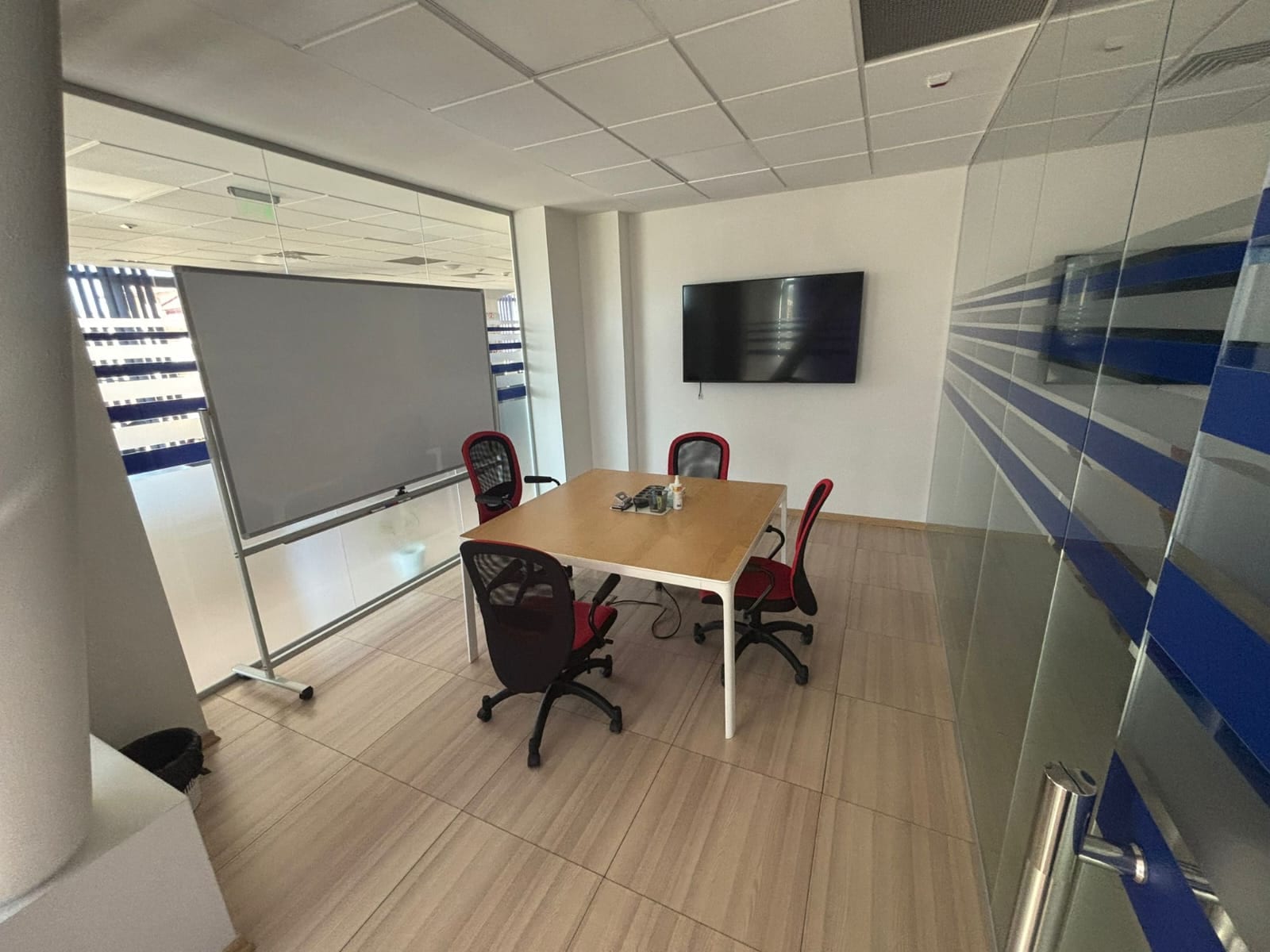 Private office with glass walls